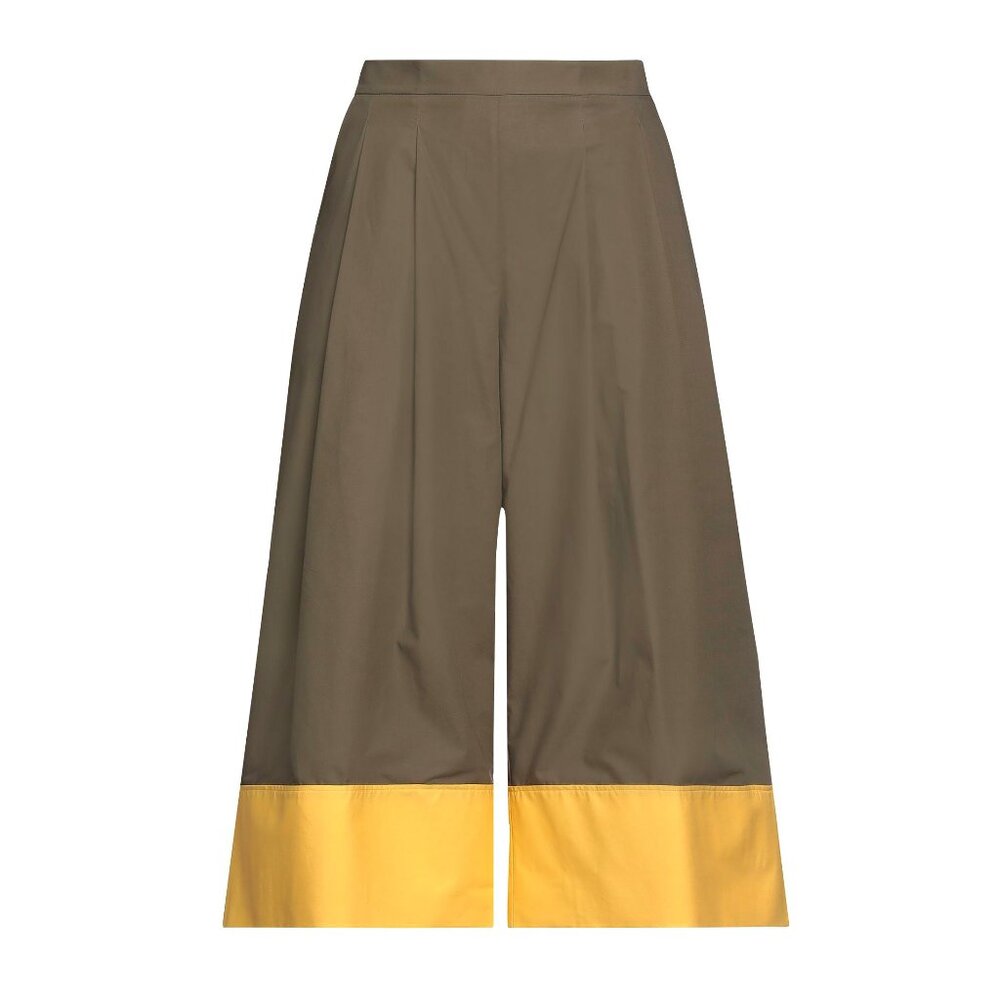 MJM 100% Cotton Two-tone brown and yellow wide leg casual pants